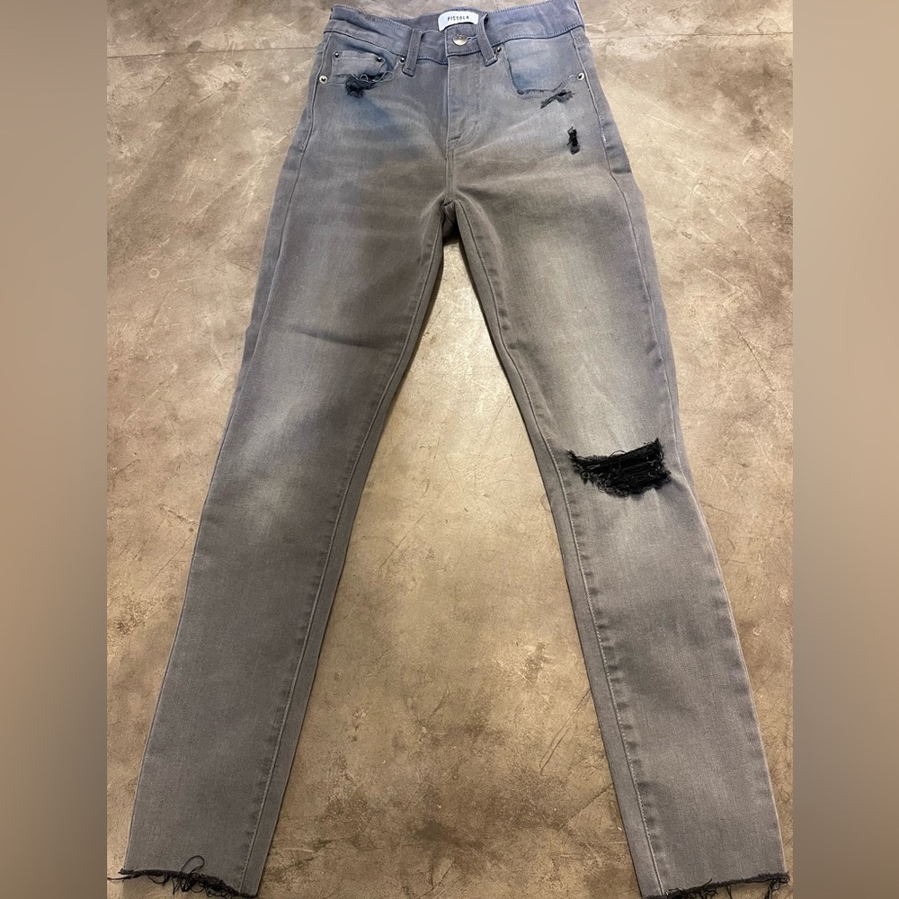 Pistola Arianna Gray High Rise Distressed Skinny Jeans